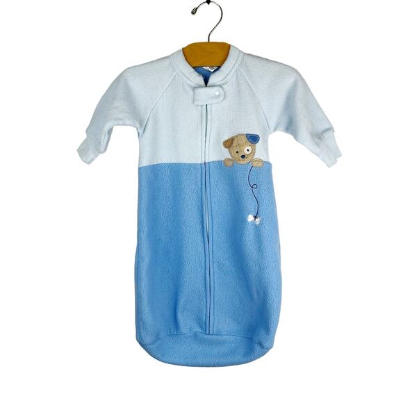 Vintage Y2K Carters Puppy Dog Blue Fleece Sleep Sack 0-9 Months - Picture 1 of 9